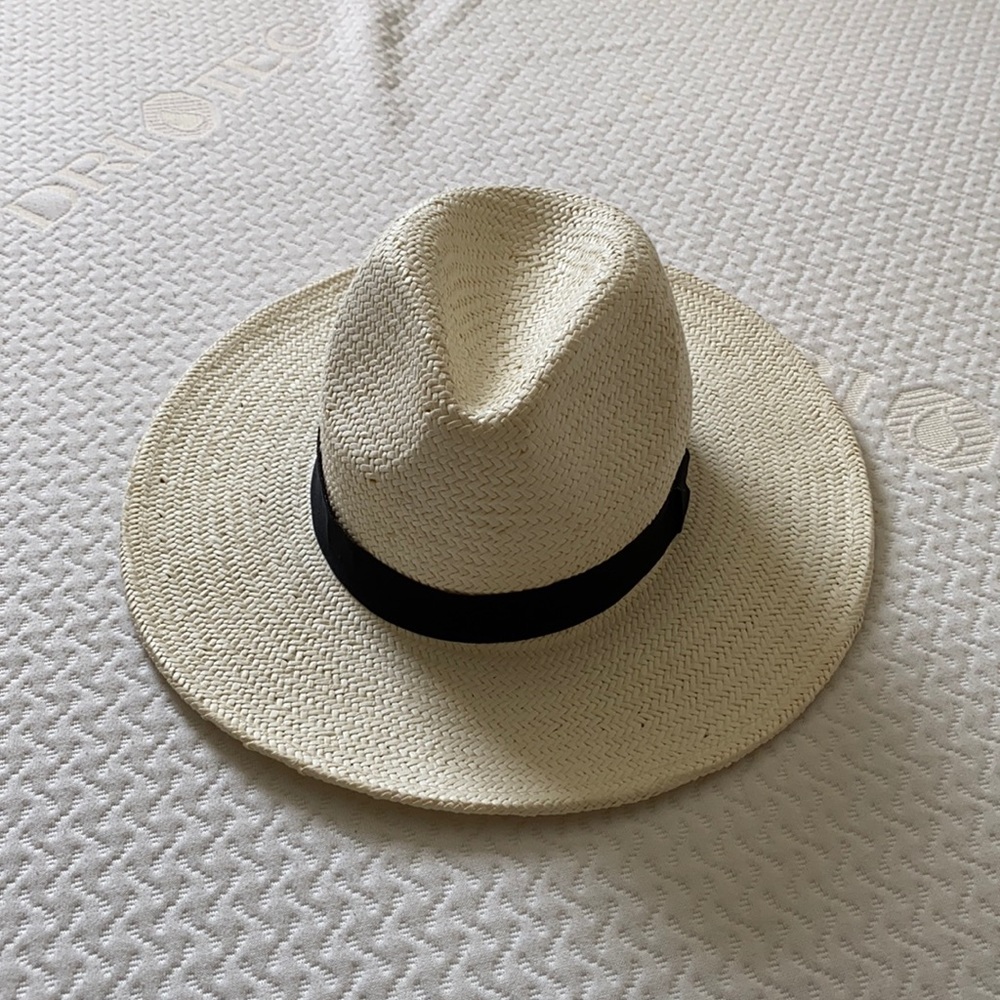 Zara Beige Straw Fedora with Black Band
